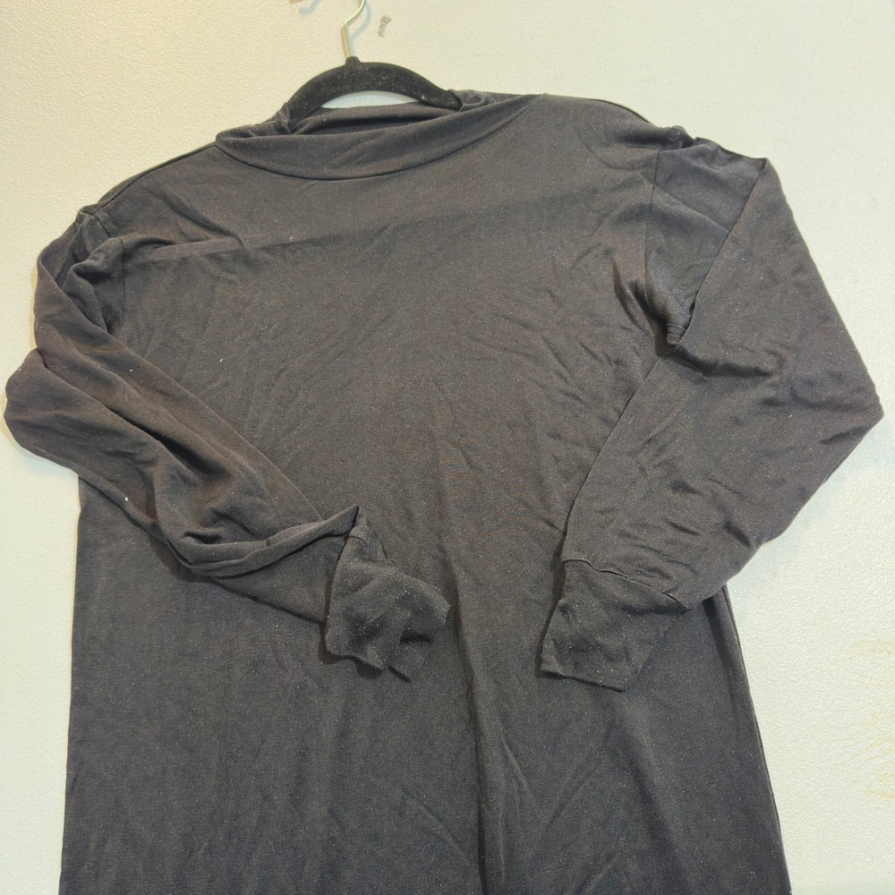 Vintage WinterSilks Silk Knit Slip Dress Black Long Sleeve Midi Pure Silk XS